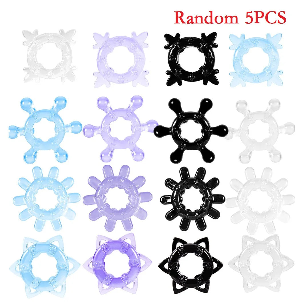 5PC Silicone Cock Ring Time Premature Ejaculation Delay Impotence Aid Erection Penis Rings Sex Toys For Adult Men Sex Products