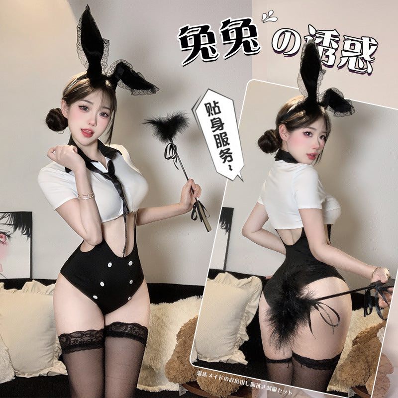 Stimulating sexy underwear qqny sexy even pure desire to show buttocks perspective temptation adorable bunny girl body suit generation 2896