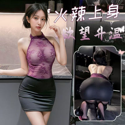 Sexy Lingerie Secretary Professional Uniform Office Temptation Pajamas Passion Suit Open File No Need to Take Off Sexy