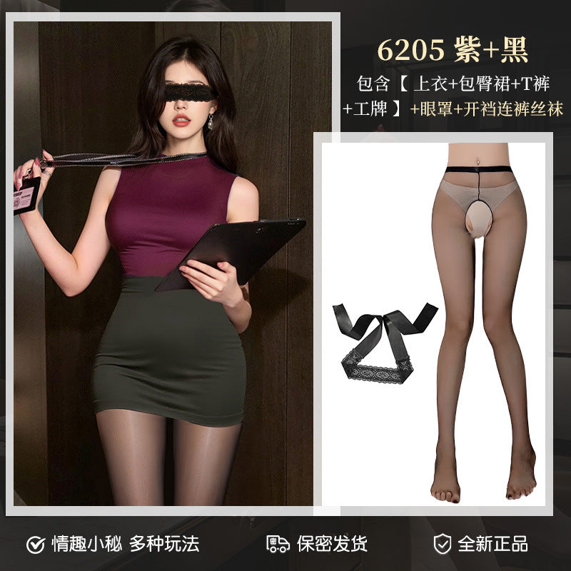 Jiaopu Abstinence-Style Ol Secretary Suit, Tearable Chest-Revealing Uniform, Temptation, Flirting, Sexy Butt-Covering Sexy Intimates
