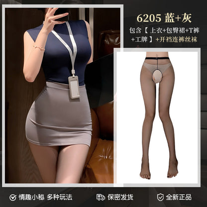 Jiaopu Abstinence-Style Ol Secretary Suit, Tearable Chest-Revealing Uniform, Temptation, Flirting, Sexy Butt-Covering Sexy Intimates