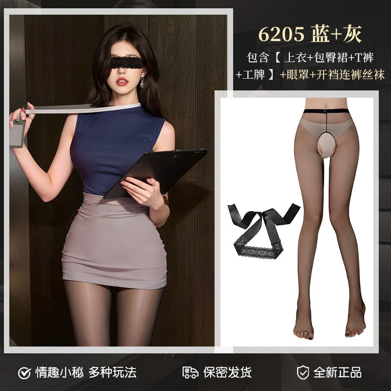 Jiaopu Abstinence-Style Ol Secretary Suit, Tearable Chest-Revealing Uniform, Temptation, Flirting, Sexy Butt-Covering Sexy Intimates