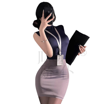 Jiaopu Abstinence-Style Ol Secretary Suit, Tearable Chest-Revealing Uniform, Temptation, Flirting, Sexy Butt-Covering Sexy Intimates