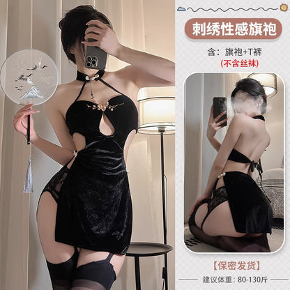 Sex Temptation Dress Sexy Cheongsam High Split Bed Underwear Women's Sex 2025 New High-end Pajamas qqny