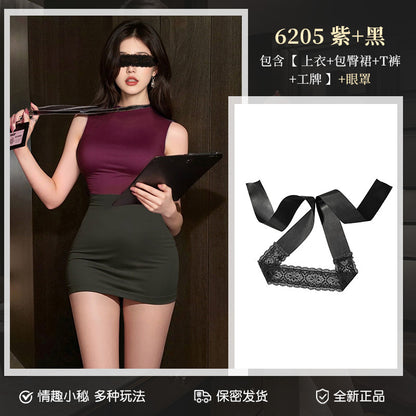 Jiaopu Abstinence-Style Ol Secretary Suit, Tearable Chest-Revealing Uniform, Temptation, Flirting, Sexy Butt-Covering Sexy Intimates
