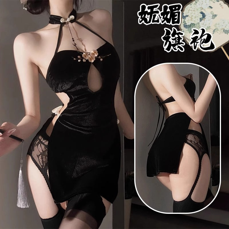 Sex Temptation Dress Sexy Cheongsam High Split Bed Underwear Women's Sex 2025 New High-end Pajamas qqny