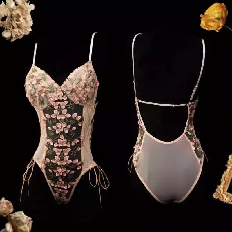 Sexy Underwear 2024 New Sexy Body Shaping Jumpsuit Lace Floral Bellyband Small Breast Pajamas Women's Large Size Flowers