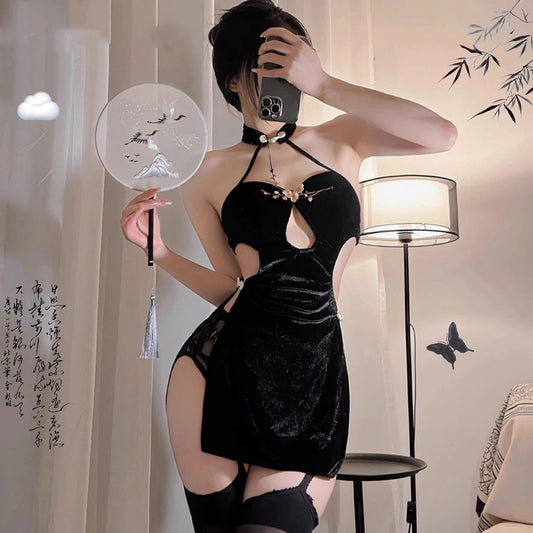 Sex Temptation Dress Sexy Cheongsam High Split Bed Underwear Women's Sex 2025 New High-end Pajamas qqny