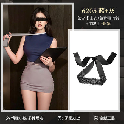 Jiaopu Abstinence-Style Ol Secretary Suit, Tearable Chest-Revealing Uniform, Temptation, Flirting, Sexy Butt-Covering Sexy Intimates