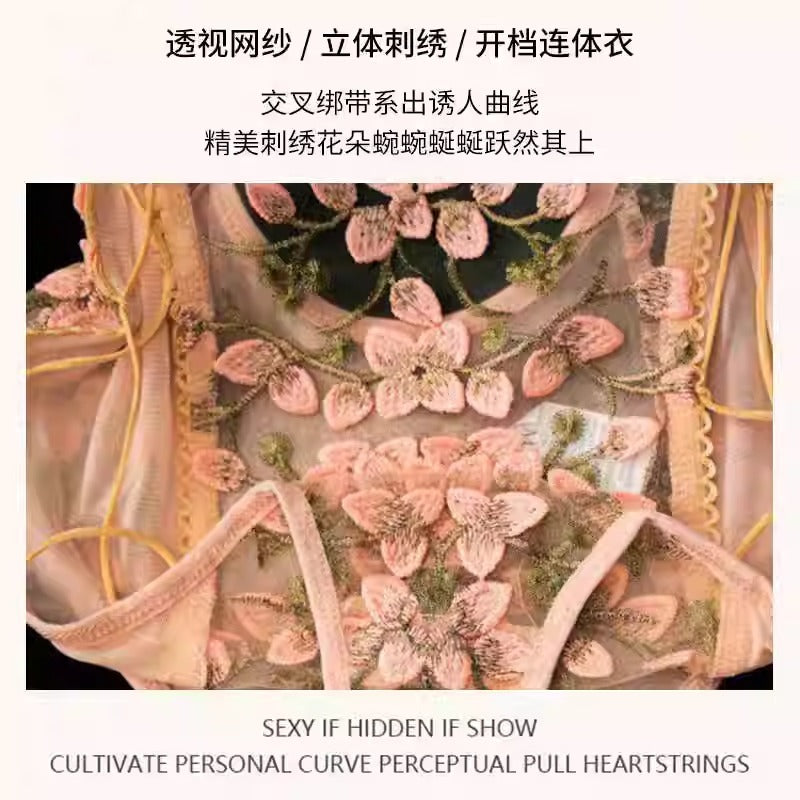 Sexy Underwear 2024 New Sexy Body Shaping Jumpsuit Lace Floral Bellyband Small Breast Pajamas Women's Large Size Flowers