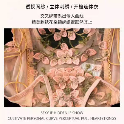 Sexy Underwear 2024 New Sexy Body Shaping Jumpsuit Lace Floral Bellyband Small Breast Pajamas Women's Large Size Flowers