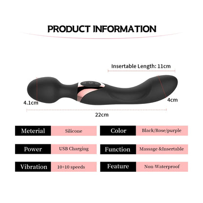 USB Charg10 Speeds Powerful Vibrators for Women Magic Dual Motors Wand Body Massager Female Sex Toys for Women G-Spot Adult Toys