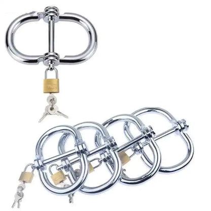 Male Female BDSM Bondage Semicircular Metal Steel Wrist Handcuffs Slave Lockable Adult Game Restraints Roleplay Sex Toys 18+