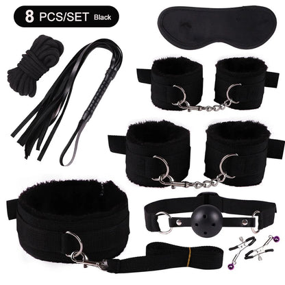 BDSM Sex Kits Adults Sex Toys For Women Men Handcuffs Nipple Clamps Whip Spanking Sex Metal Anal Plug Vibrator Butt Bdsm Bondage