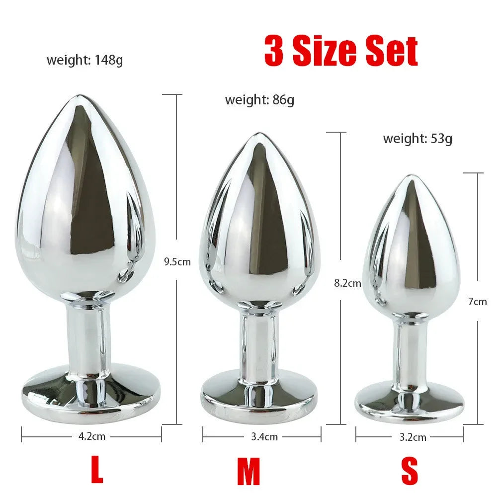 3Size SML Stainless Steel Metal Anal Plug Ass Buttplug Prostate Massager Sex Toys for Couples Women Men Adult Erotic Products