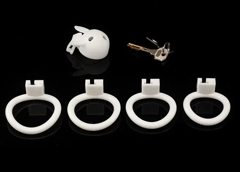 Cute Bunny Chastity Cage Anti Escape Lock Lightweight Cock Cage Sissy Penis Ring with 4 Ring Sizes BDSM Gay Sex Toys for Men 18+