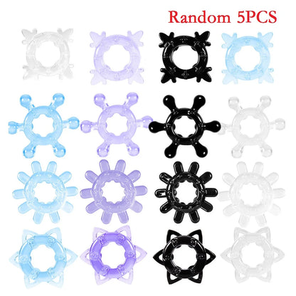 5PC Silicone Cock Ring Time Premature Ejaculation Delay Impotence Aid Erection Penis Rings Sex Toys For Adult Men Sex Products
