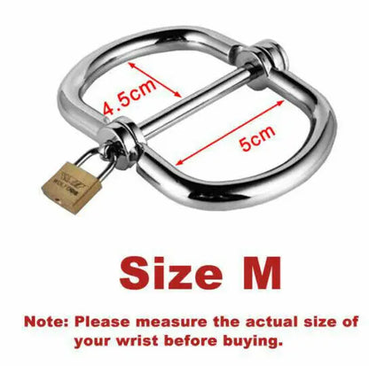 Male Female BDSM Bondage Semicircular Metal Steel Wrist Handcuffs Slave Lockable Adult Game Restraints Roleplay Sex Toys 18+