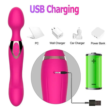 USB Charg10 Speeds Powerful Vibrators for Women Magic Dual Motors Wand Body Massager Female Sex Toys for Women G-Spot Adult Toys
