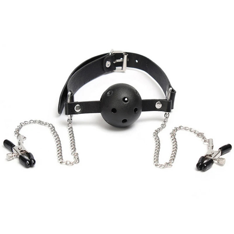 BDSM Ball Gag Oral Fixation stuffed Mouth PU Bondage Boutique Begin Roleplay Slave Submisson Adult Game For Couples Flirting Toy