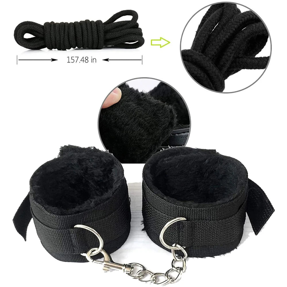 BDSM Sex Kits Adults Sex Toys For Women Men Handcuffs Nipple Clamps Whip Spanking Sex Metal Anal Plug Vibrator Butt Bdsm Bondage