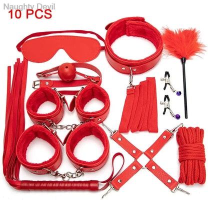 Sexy Toys for Cosplay Couples Adult Products 18 Handcuffs Erotic Accessories Bondage Hemp Rope Mask Sex SM BDSM Bondage Kit Set