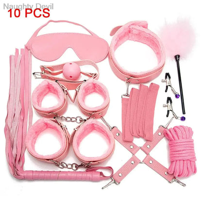 Sexy Toys for Cosplay Couples Adult Products 18 Handcuffs Erotic Accessories Bondage Hemp Rope Mask Sex SM BDSM Bondage Kit Set