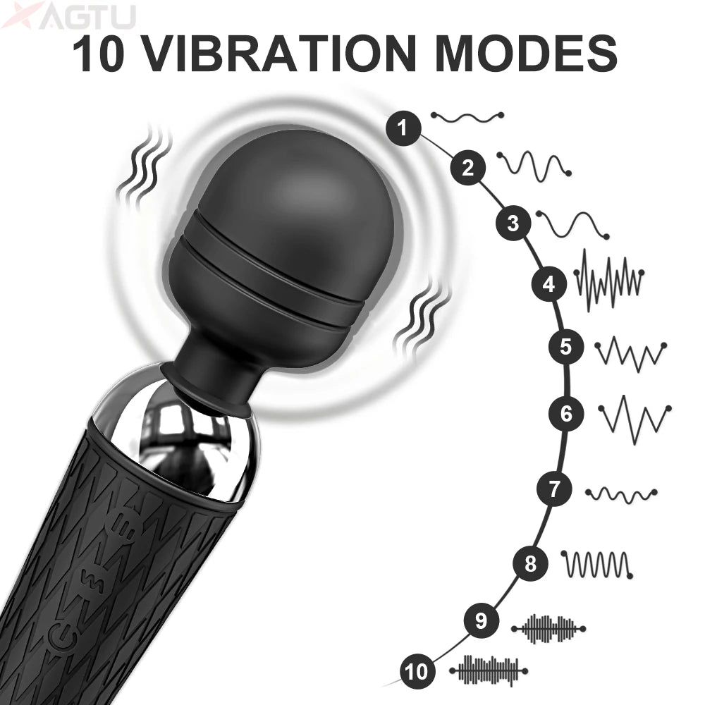 Powerful Clitoris Dildo Vibrator Erotic Sex Toys for Women 20 Patterns Vibration Magic Wand G-spot Massager Female Masturbator