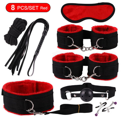BDSM Sex Kits Adults Sex Toys For Women Men Handcuffs Nipple Clamps Whip Spanking Sex Metal Anal Plug Vibrator Butt Bdsm Bondage