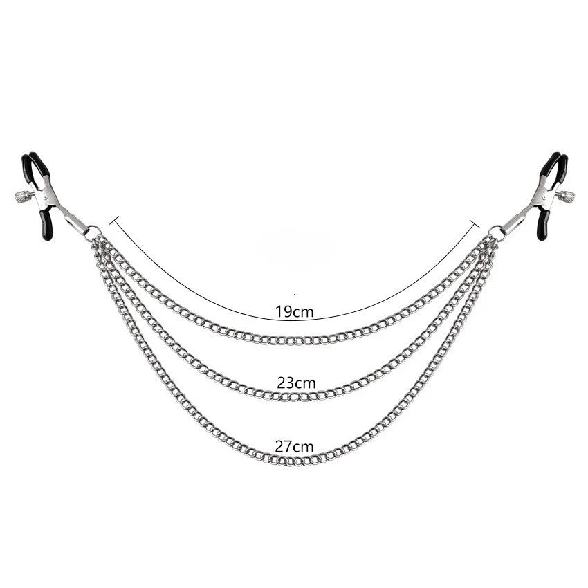 Metal Chain Nipple Milk Clips Breast Massage Clamps Adult Flirting Teasing Erotic Gadgets Bdsm Slave Sex Toys For Couples