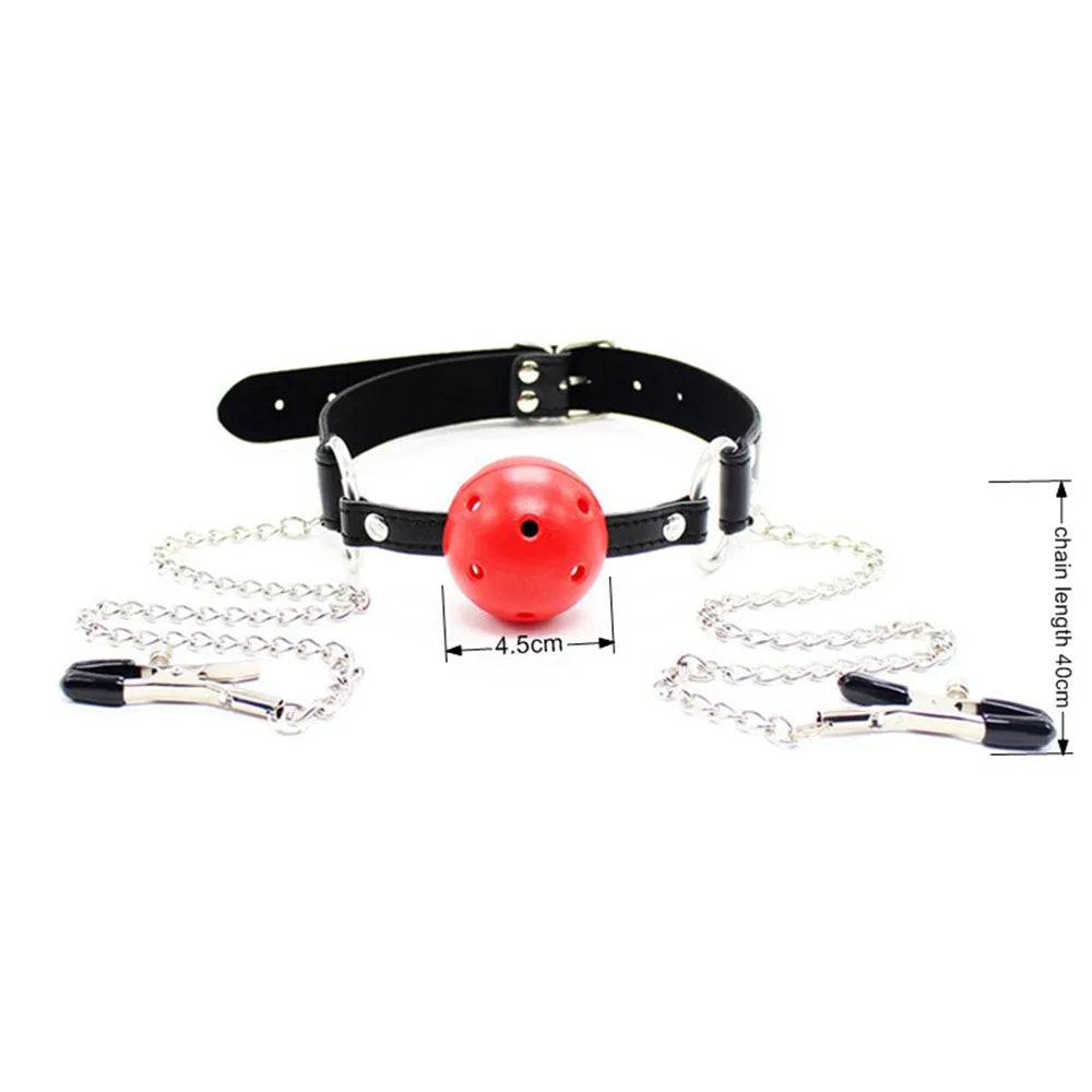 BDSM Ball Gag Oral Fixation stuffed Mouth PU Bondage Boutique Begin Roleplay Slave Submisson Adult Game For Couples Flirting Toy