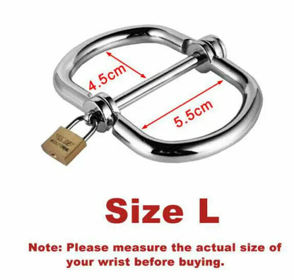 Male Female BDSM Bondage Semicircular Metal Steel Wrist Handcuffs Slave Lockable Adult Game Restraints Roleplay Sex Toys 18+
