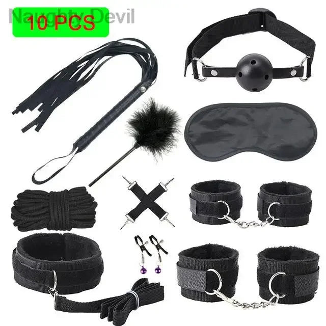 Sexy Toys for Cosplay Couples Adult Products 18 Handcuffs Erotic Accessories Bondage Hemp Rope Mask Sex SM BDSM Bondage Kit Set