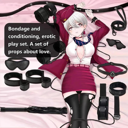 Sexy Toys for Cosplay Couples Adult Products 18 Handcuffs Erotic Accessories Bondage Hemp Rope Mask Sex SM BDSM Bondage Kit Set