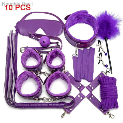 Sexy Toys for Cosplay Couples Adult Products 18 Handcuffs Erotic Accessories Bondage Hemp Rope Mask Sex SM BDSM Bondage Kit Set