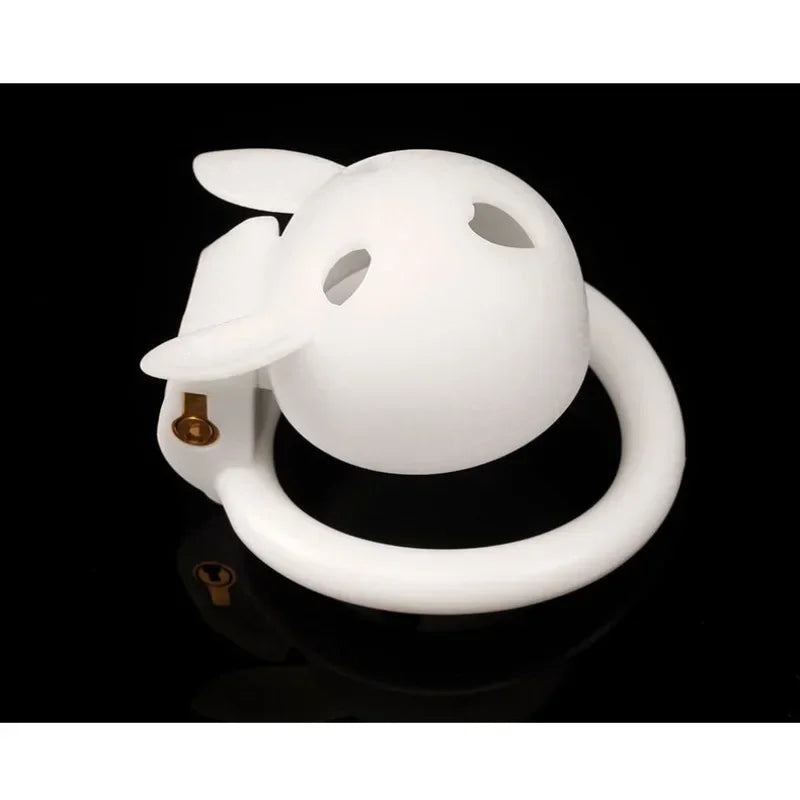 Cute Bunny Chastity Cage Anti Escape Lock Lightweight Cock Cage Sissy Penis Ring with 4 Ring Sizes BDSM Gay Sex Toys for Men 18+